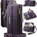 Samsung Galaxy S23 Crossbody Case with Strap, Card Slots & Zipper Pocket [Purple] - Purple
