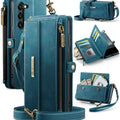 Samsung Galaxy S23 Plus Crossbody Case with Strap, Card Slots & Zipper Pocket [Teal] - Teal