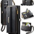 Samsung Galaxy S23 Ultra Crossbody Case with Strap, Card Slots & Zipper Pocket [Black] - Black