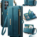 Samsung Galaxy S23 Ultra Crossbody Case with Strap, Card Slots & Zipper Pocket [Teal] - Teal