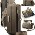 Samsung Galaxy S23 FE Crossbody Case with Strap, Card Slots & Zipper Pocket [Coffee] - Coffee