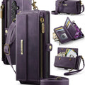 Samsung Galaxy S23 FE Crossbody Case with Strap, Card Slots & Zipper Pocket [Purple] - Purple