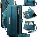 Samsung Galaxy S23 FE Crossbody Case with Strap, Card Slots & Zipper Pocket [Teal] - Teal