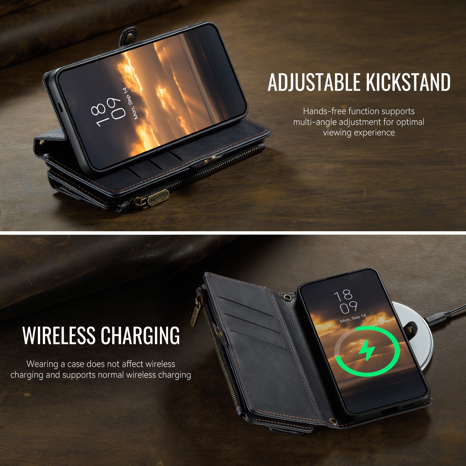 Samsung Galaxy S26 Crossbody Case with Strap, Card Slots & Zipper Pocket [Black]