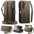 Samsung Galaxy S24 Plus / S25 Plus Crossbody Case with Strap, Card Slots & Zipper Pocket [Coffee] - Coffee