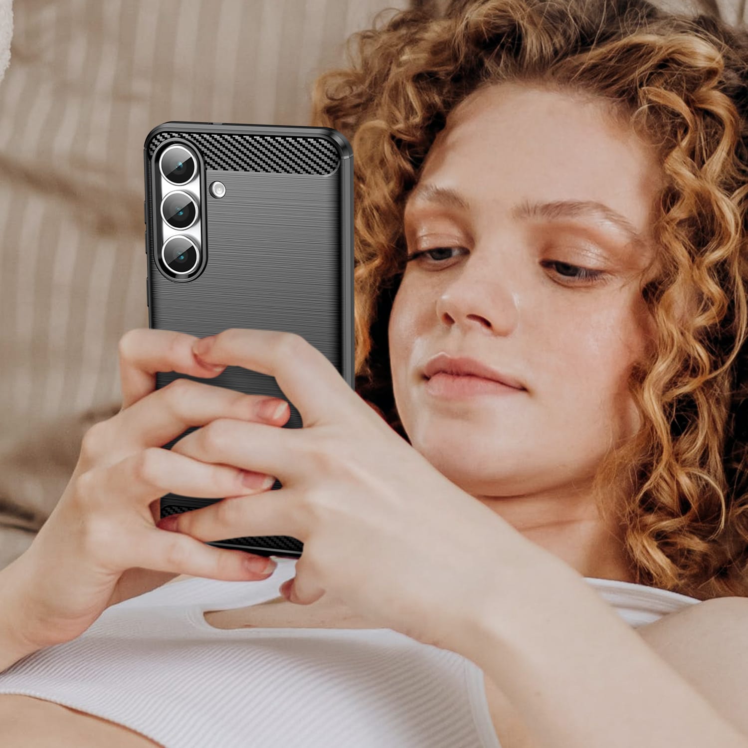 Samsung Galaxy S25FE Carbon Fibre Brushed Case [Black]