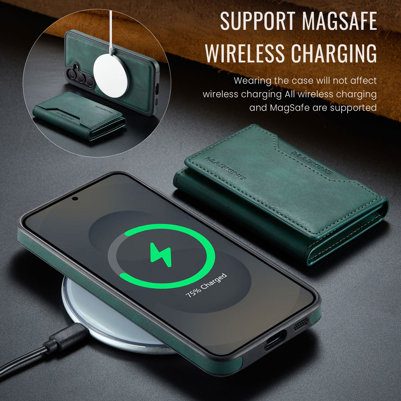 Samsung Galaxy S25FE DG.Ming MagSafe Wallet Case [Green]
