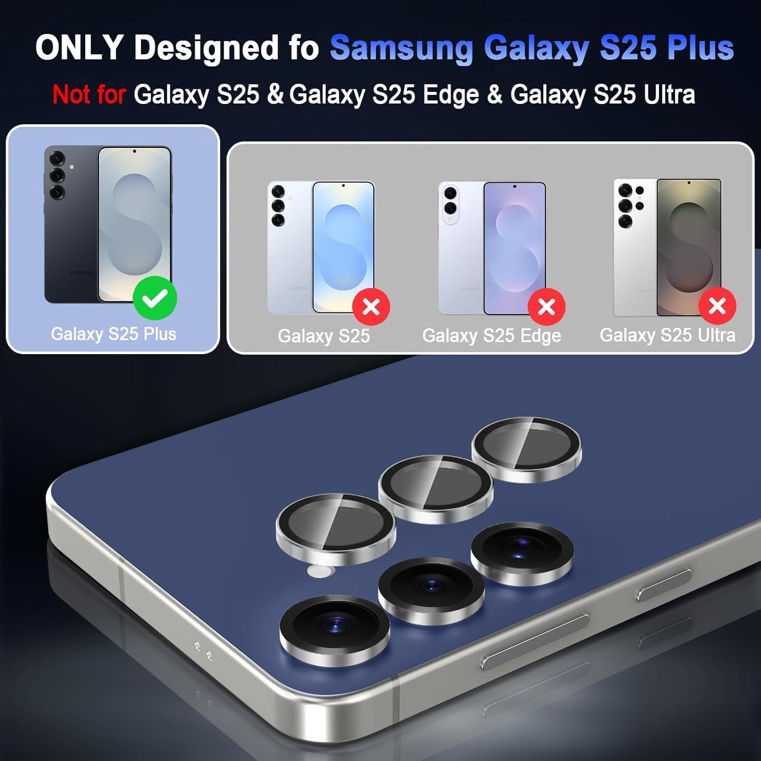 Samsung S25 Plus Eagle Eye AR+AF Camera Lens Protector with Removal Tool [Black]