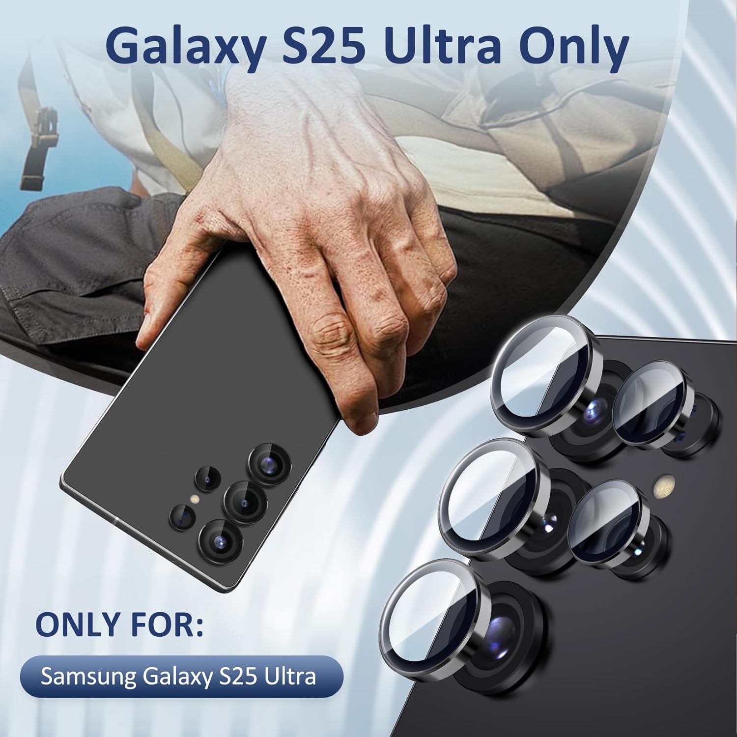 Samsung S25 Ultra Eagle Eye AR+AF Camera Lens Protector with Removal Tool [Black]