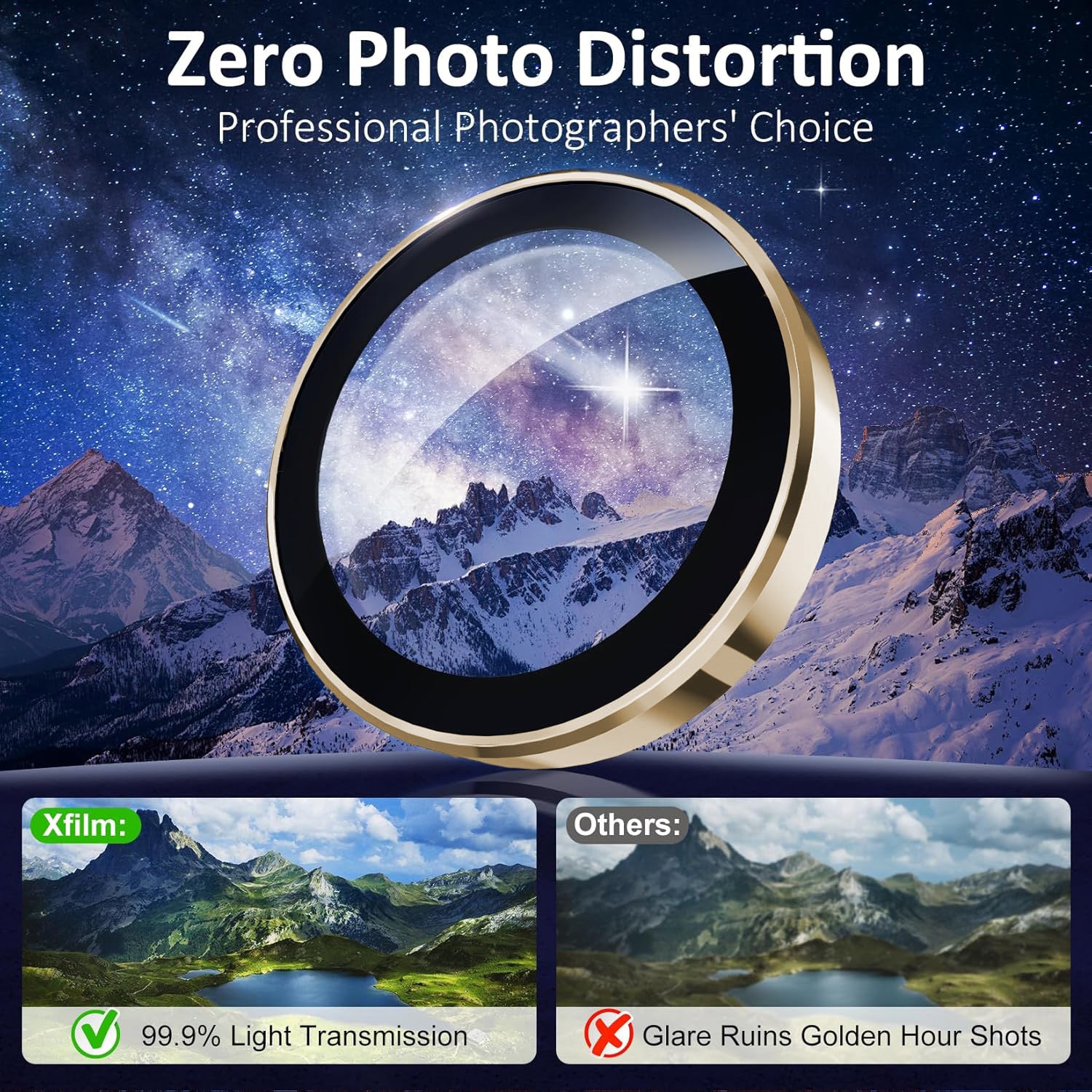 Samsung S25 Ultra Eagle Eye AR+AF Camera Lens Protector with Removal Tool [Gold]