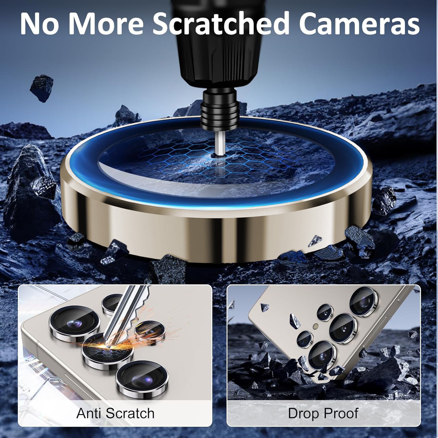 Samsung S25 Ultra Eagle Eye AR+AF Camera Lens Protector with Removal Tool [Gold]