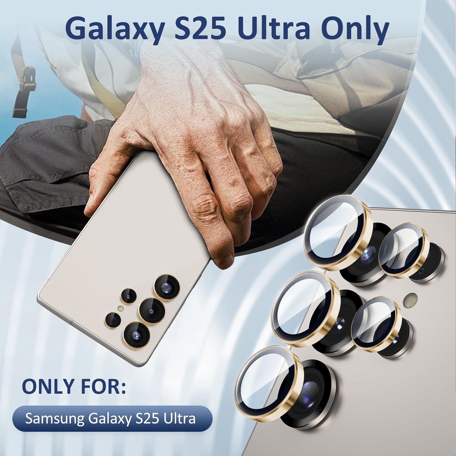 Samsung S25 Ultra Eagle Eye AR+AF Camera Lens Protector with Removal Tool [Gold]