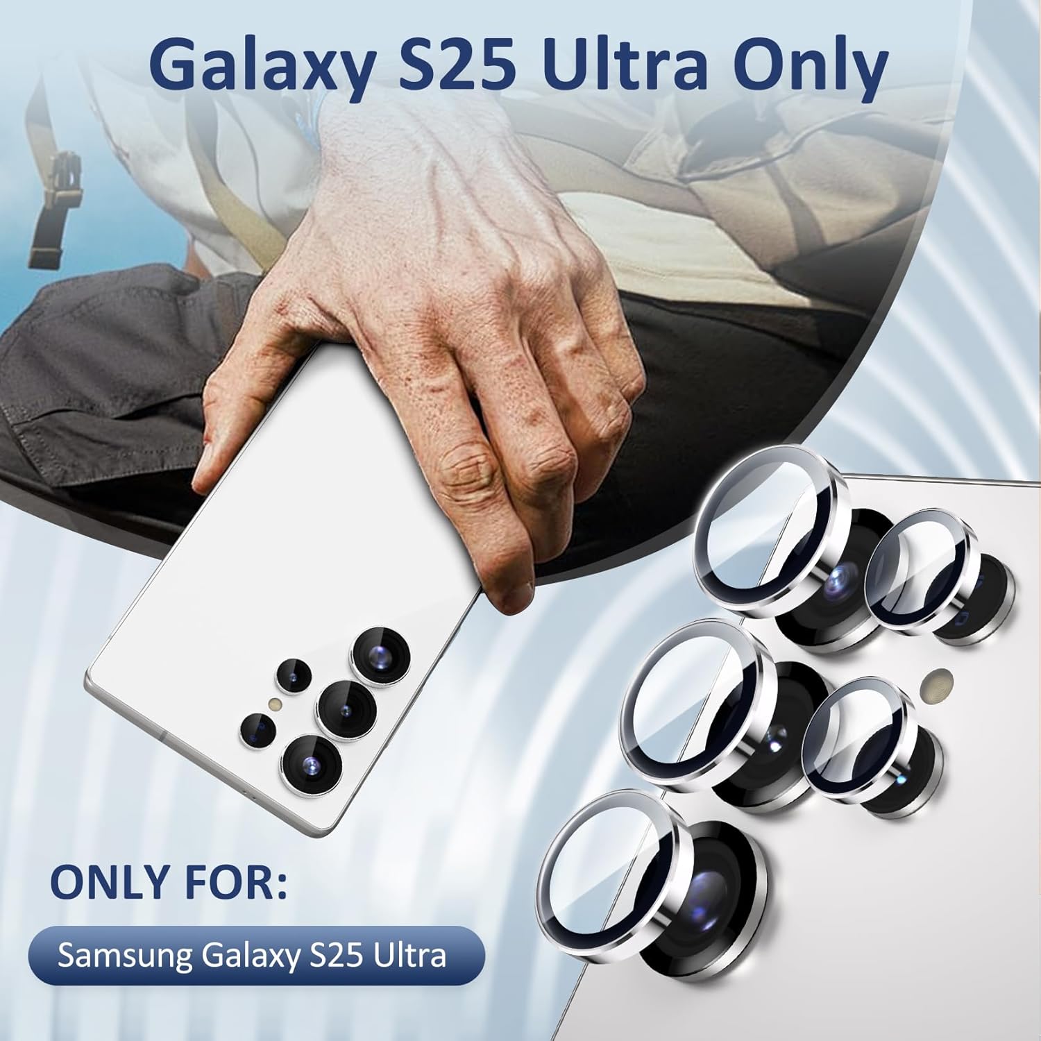 Samsung S25 Ultra Eagle Eye AR+AF Camera Lens Protector with Removal Tool [Silver]