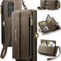 Samsung Galaxy S25 Ultra Crossbody Case with Strap, Card Slots & Zipper Pocket [Coffee] - Coffee