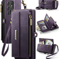 Samsung Galaxy S25 Ultra Crossbody Case with Strap, Card Slots & Zipper Pocket [Purple] - Purple