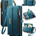 Samsung Galaxy S25 Ultra Crossbody Case with Strap, Card Slots & Zipper Pocket [Teal] - Teal