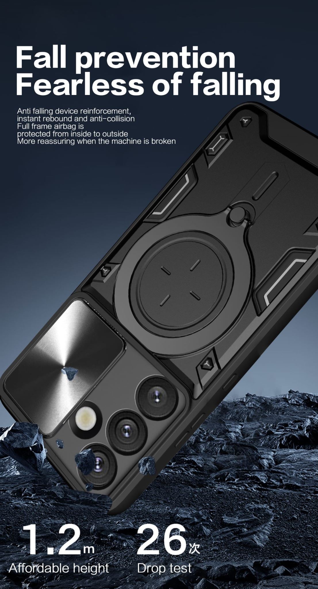 Samsung Galaxy S25FE Ring Kickstand Case w/ Camera Cover [Navy]