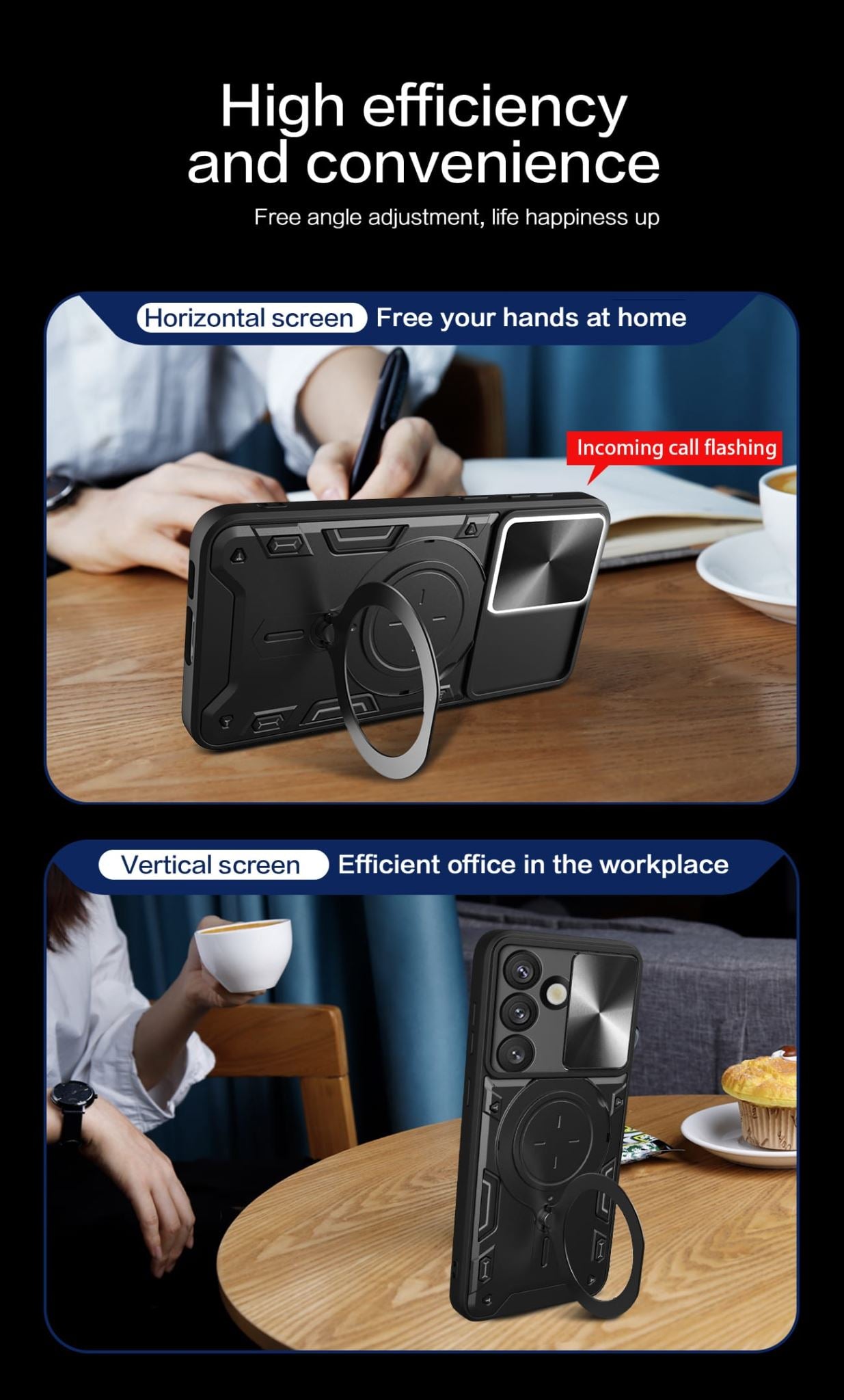 Samsung Galaxy S25FE Ring Kickstand Case w/ Camera Cover [Navy]