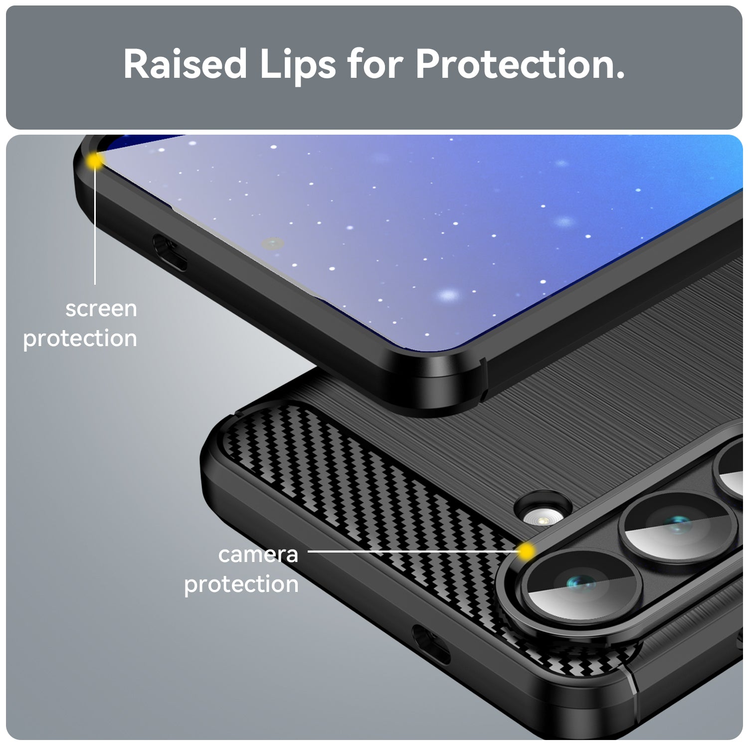 Samsung S26 Carbon Fibre TPU Case Slim Shockproof Cover Black