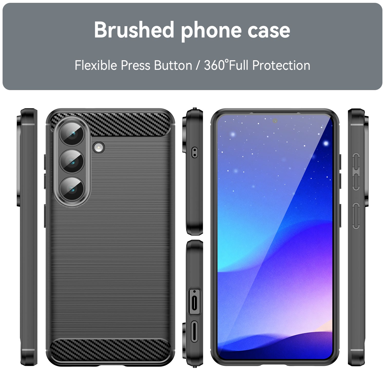 Samsung S26 Carbon Fibre TPU Case Slim Shockproof Cover Black