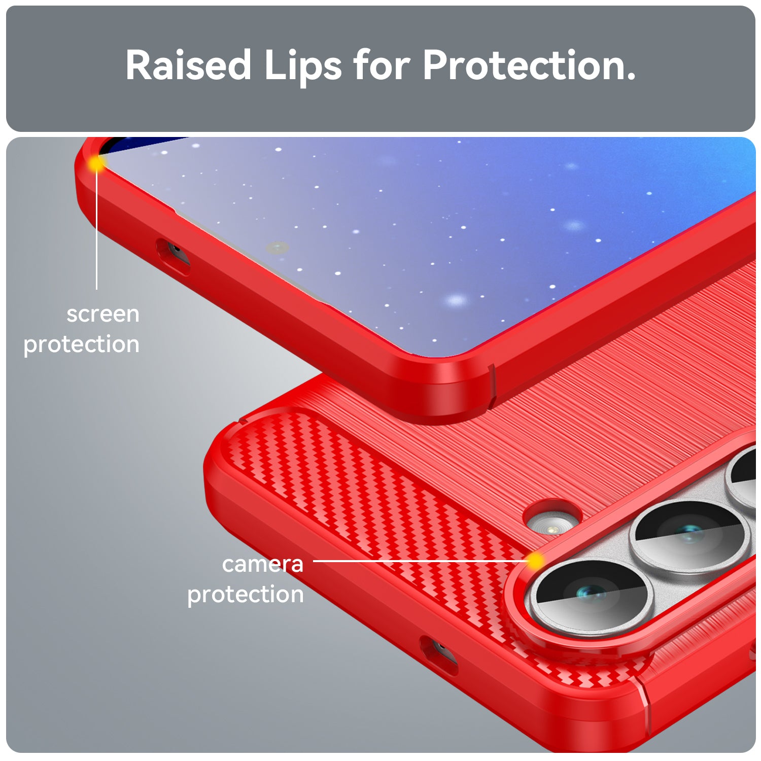 Samsung S26 Carbon Fibre TPU Case Slim Shockproof Cover Red