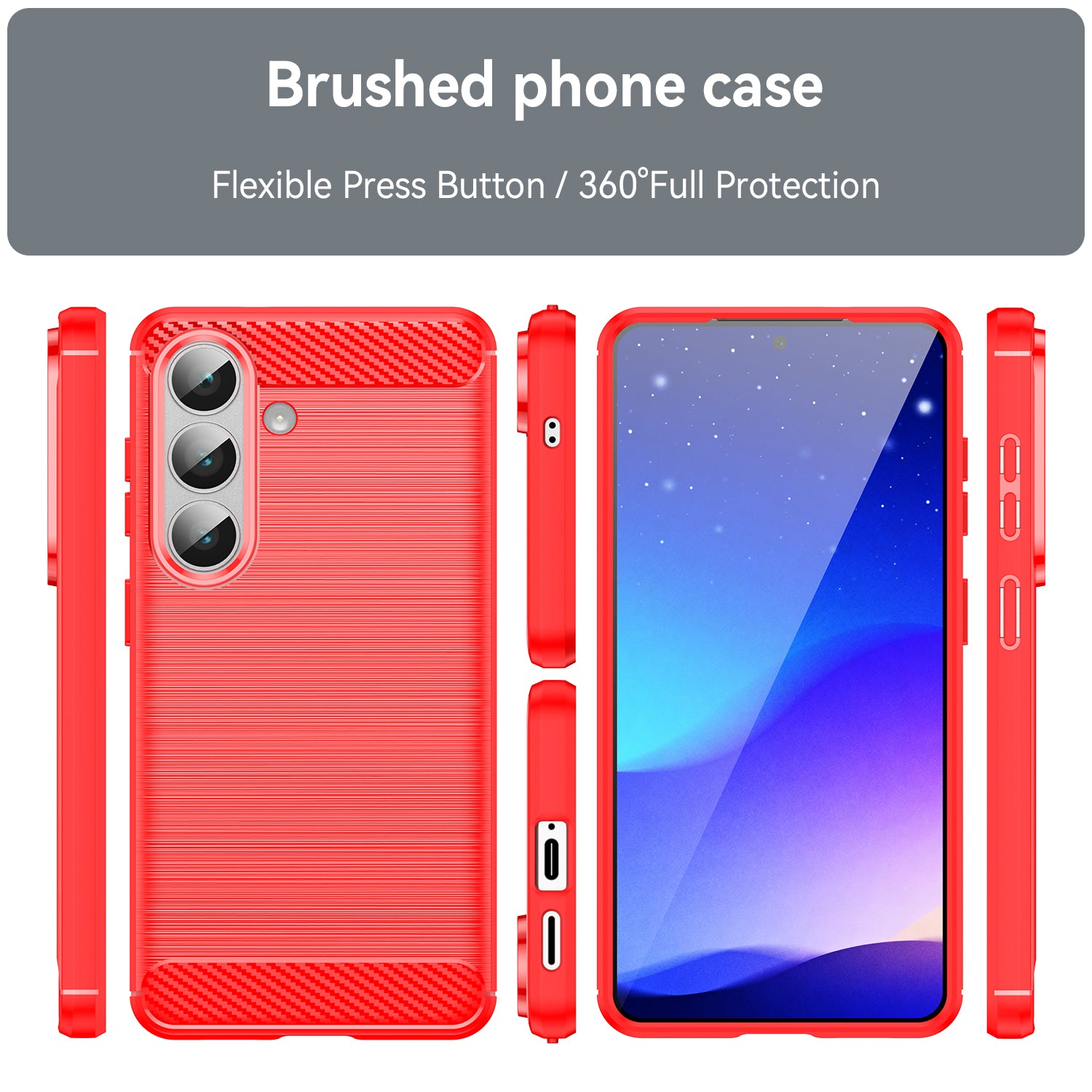 Samsung S26 Carbon Fibre TPU Case Slim Shockproof Cover Red