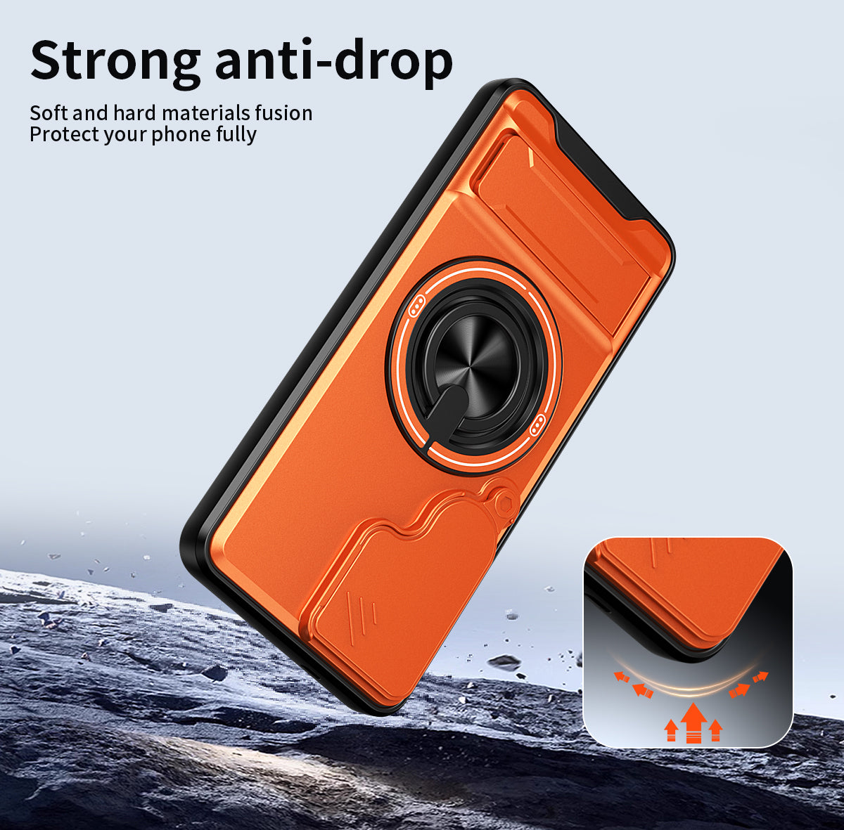 Samsung S26 Magnetic Ring Stand Case with Camera Slide Cover [Navy]