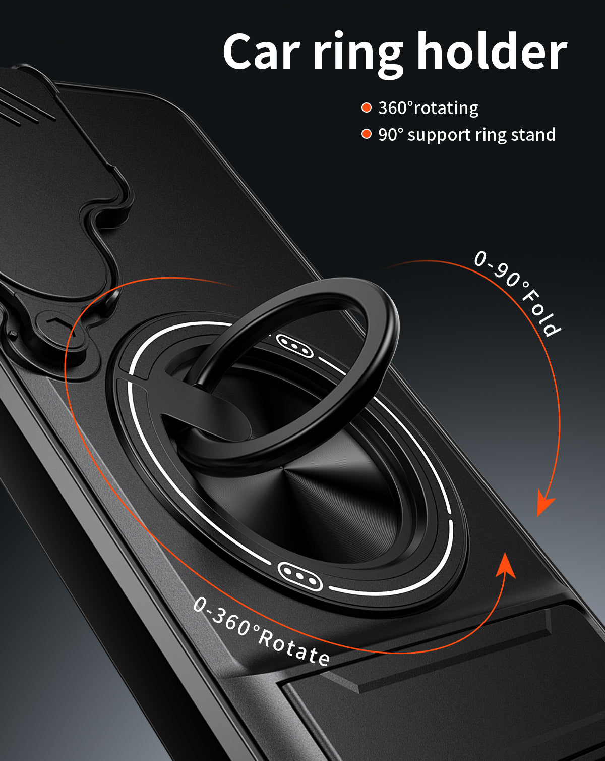 Samsung S26 Magnetic Ring Stand Case with Camera Slide Cover [Silver]