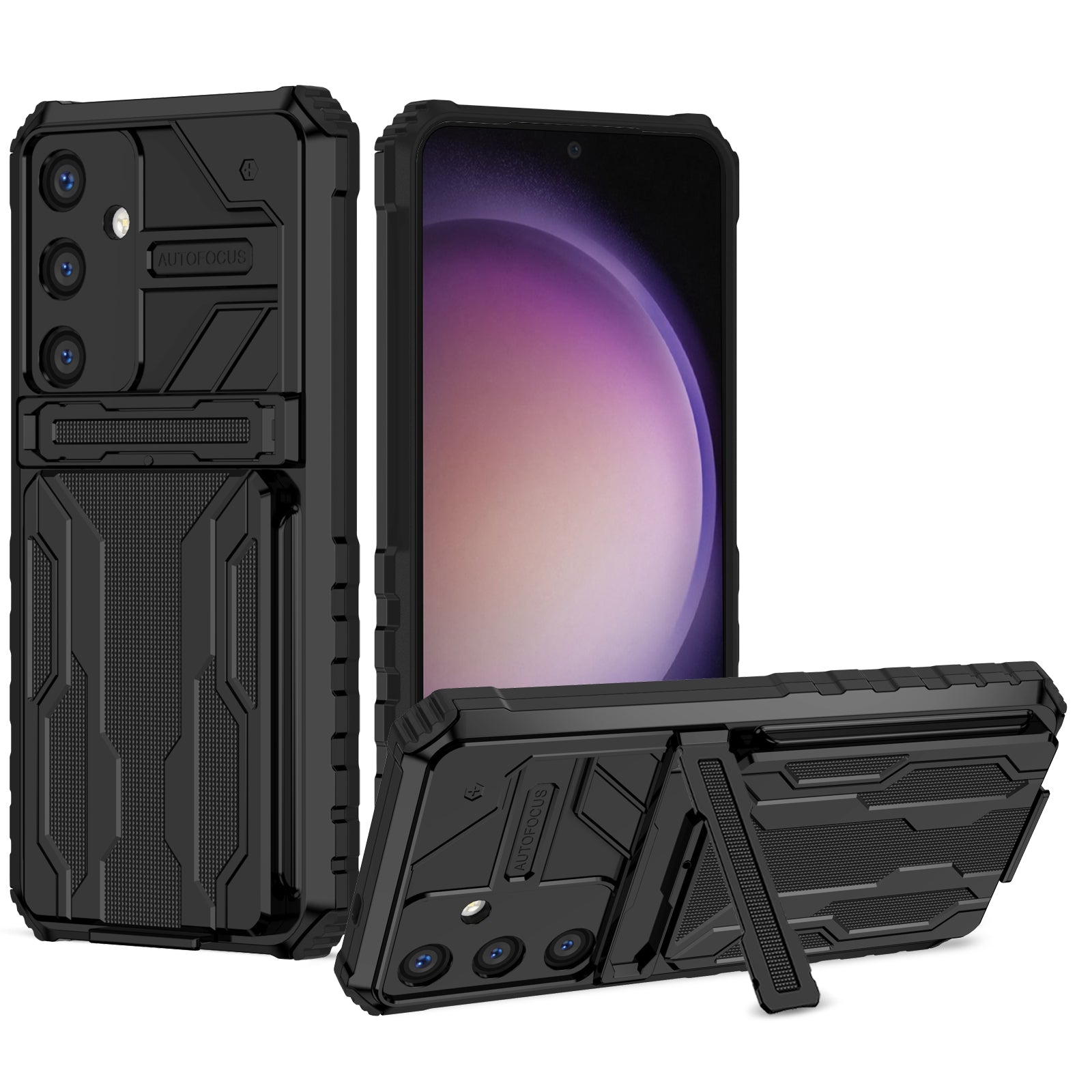 Samsung Galaxy S26 Plus Rugged Case with Card Holder & Kickstand [Black]