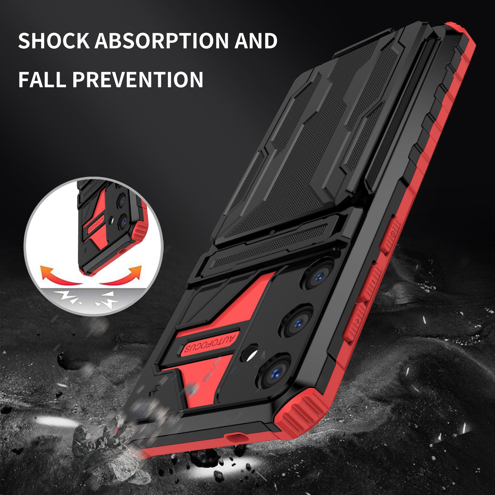 Samsung S26 Plus Heavy Duty Kickstand Card Holder Case Shockproof Red