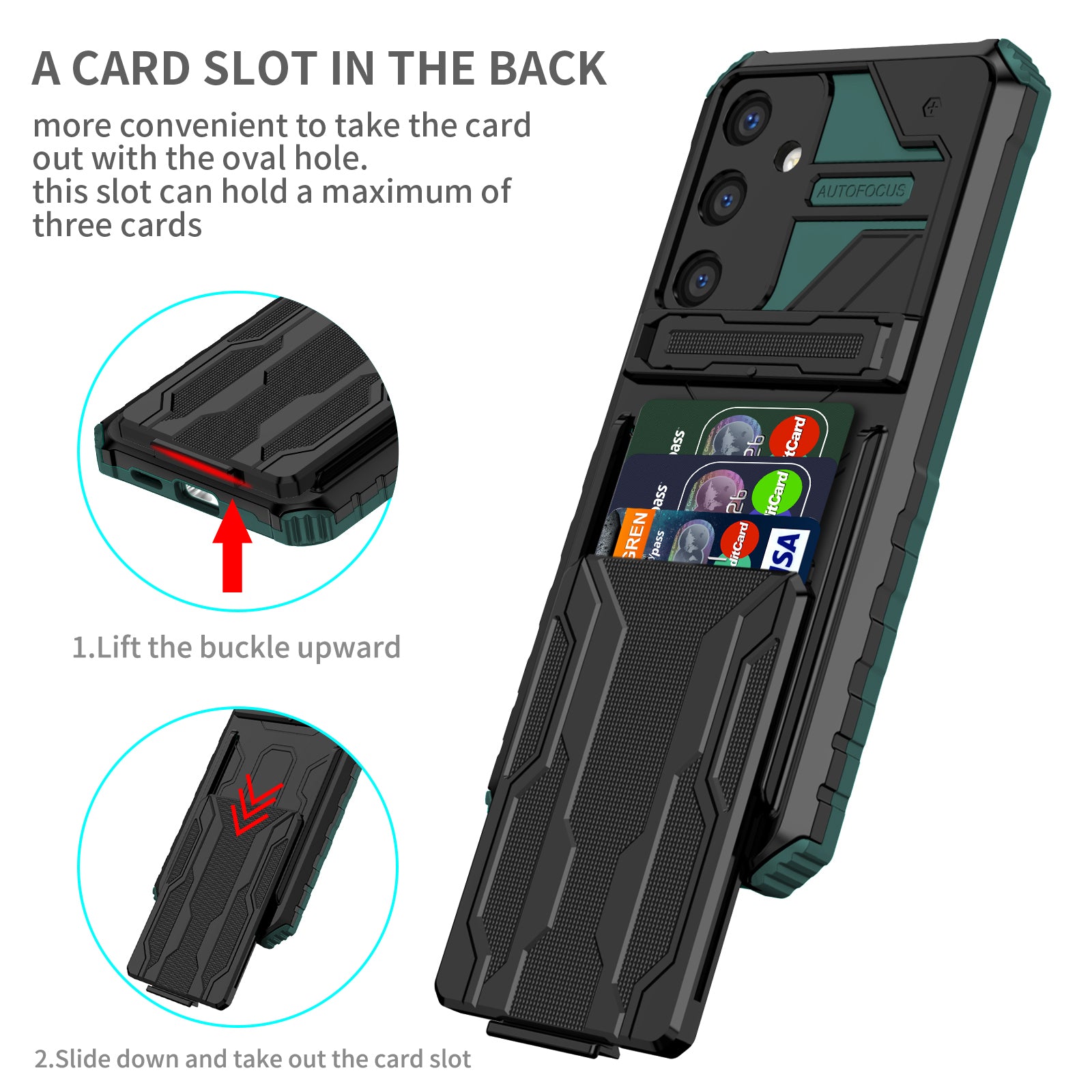 Samsung S26 Plus Heavy Duty Kickstand Card Holder Case Shockproof Teal