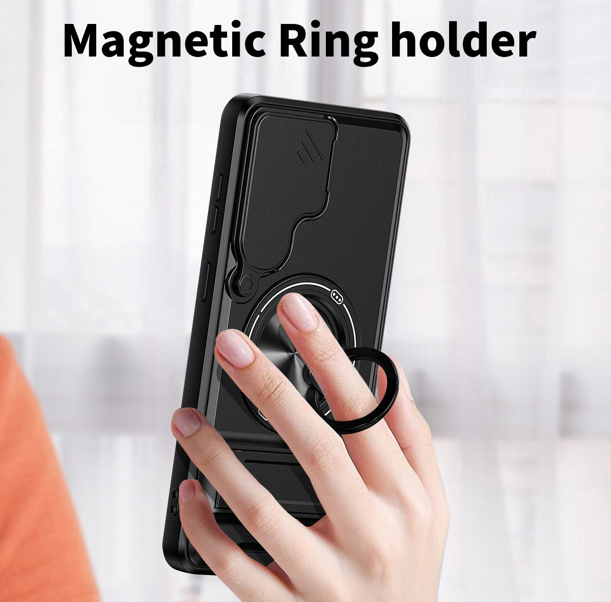 Samsung S26 Plus Magnetic Ring Stand Case with Camera Slide Cover [Silver]
