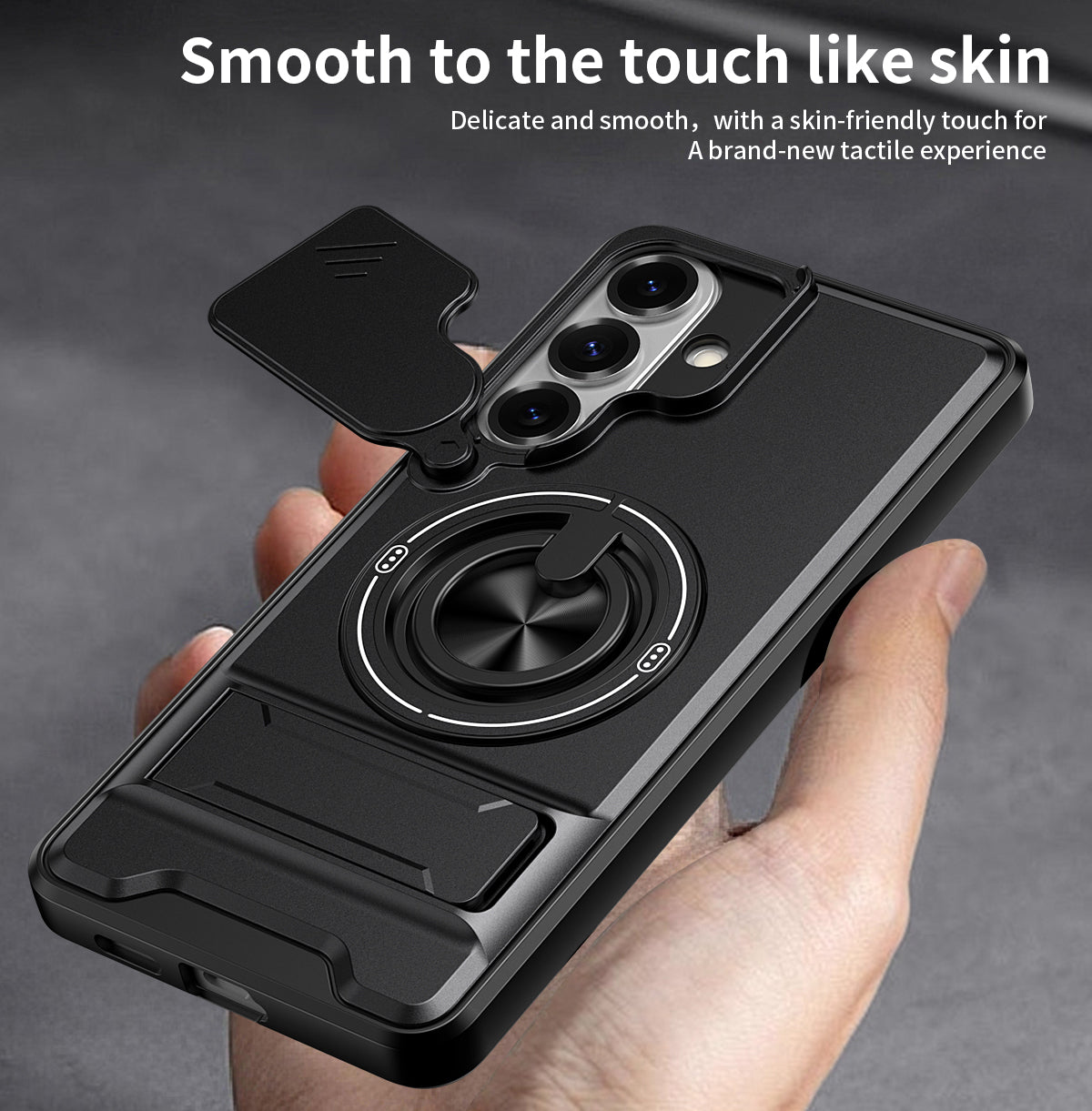Samsung S26 Plus Magnetic Ring Stand Case with Camera Slide Cover [Silver]