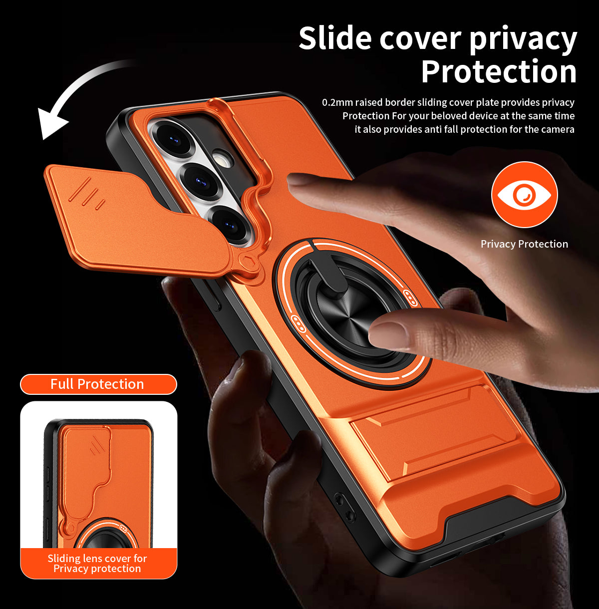 Samsung S26 Plus Magnetic Ring Stand Case with Camera Slide Cover [Silver]
