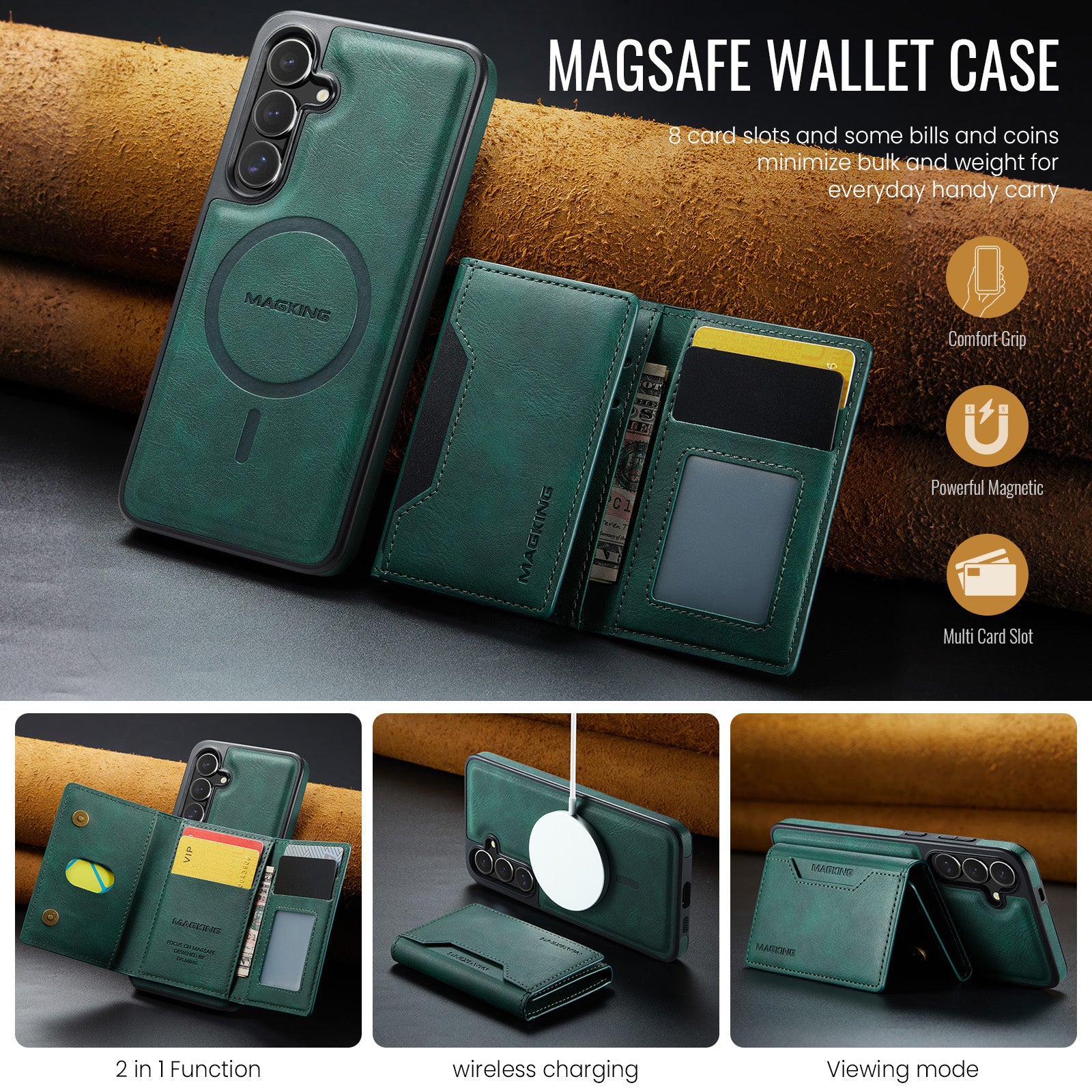 Samsung Galaxy S26 DG.Ming MagSafe Wallet Case [Green]