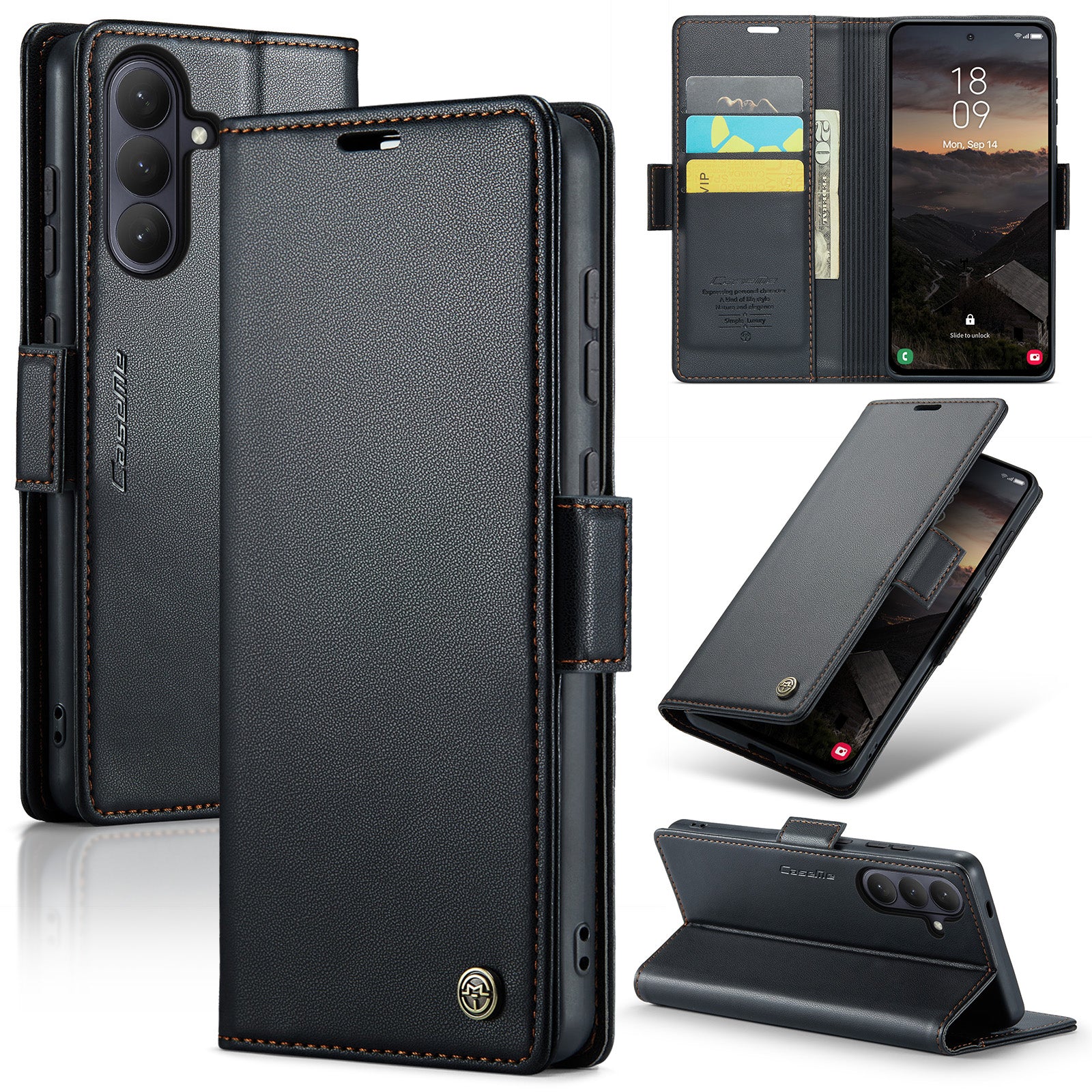 Samsung Galaxy S26 CaseMe Retro Wallet Case [Black]