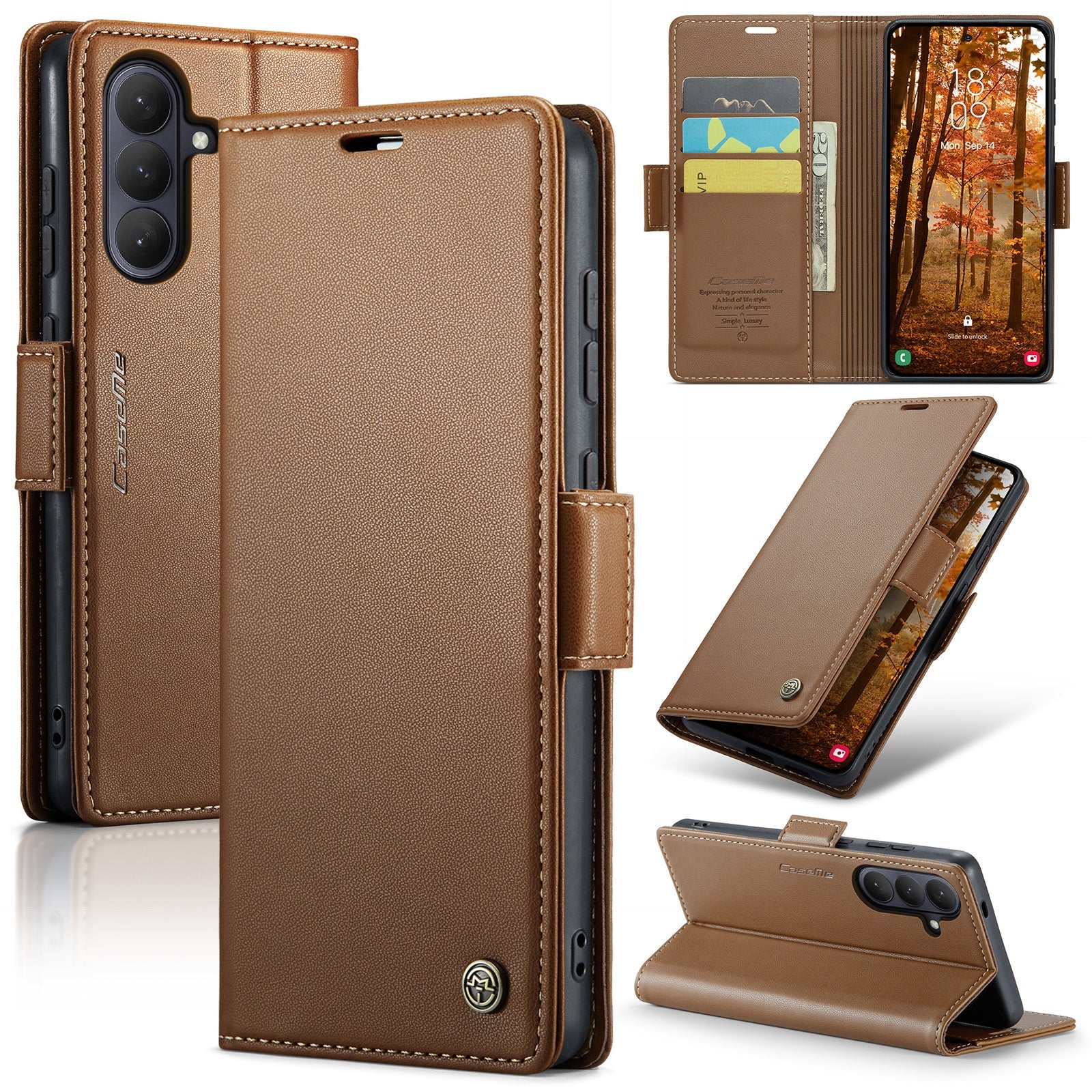 Samsung Galaxy S26 CaseMe Retro Wallet Case [Brown]