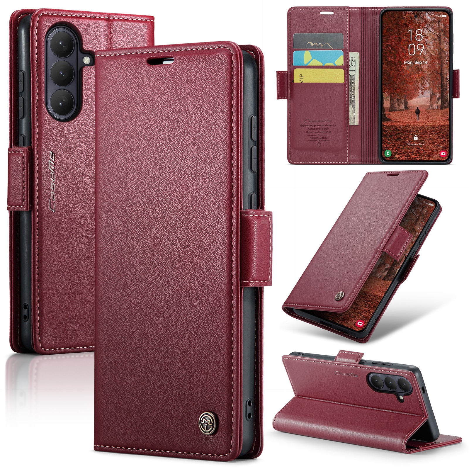 Samsung Galaxy S26 CaseMe Retro Wallet Case [Maroon]