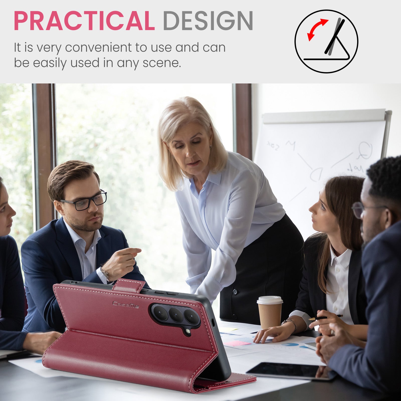 Samsung Galaxy S26 Plus CaseMe Retro Wallet Case [Maroon]