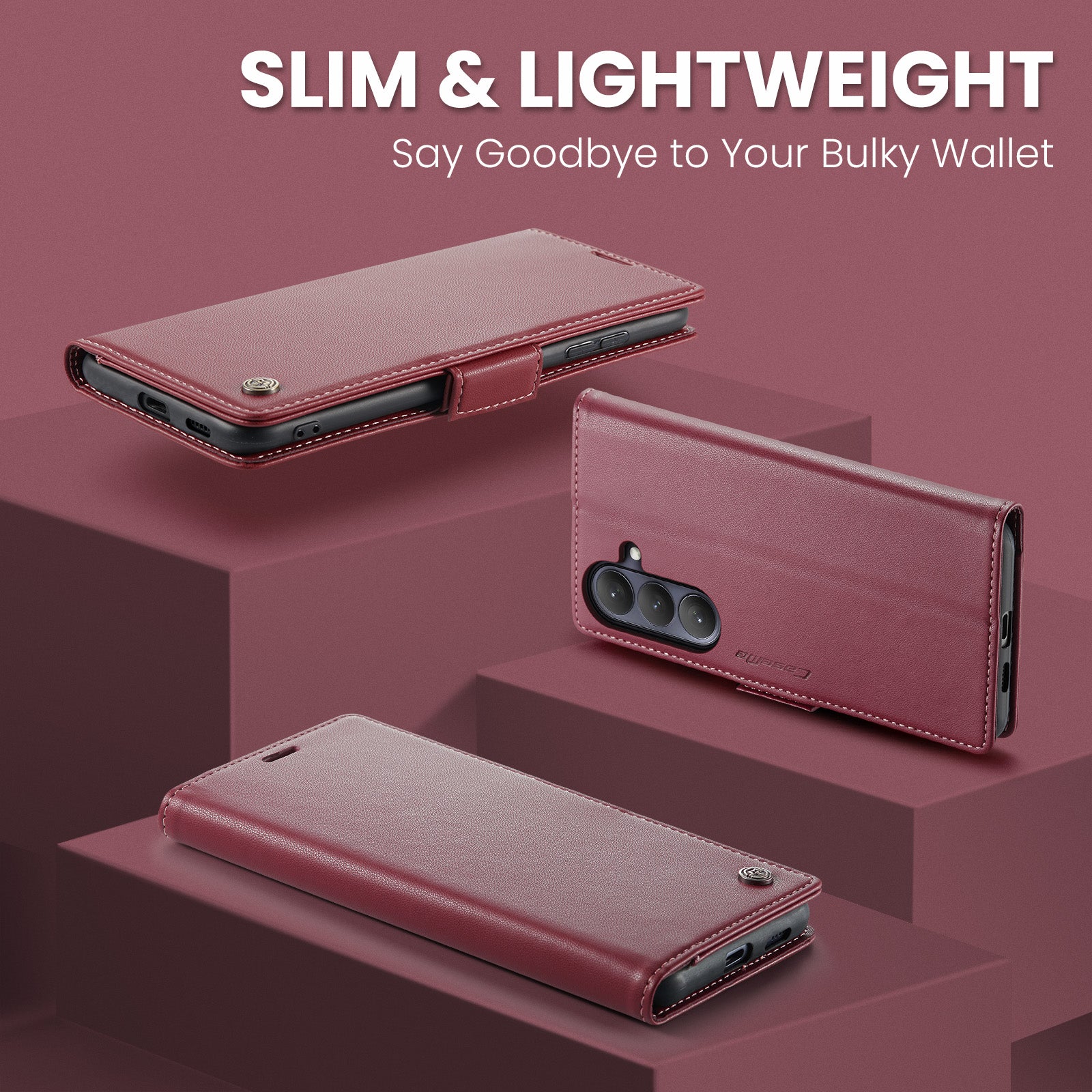 Samsung Galaxy S26 CaseMe Retro Wallet Case [Maroon]