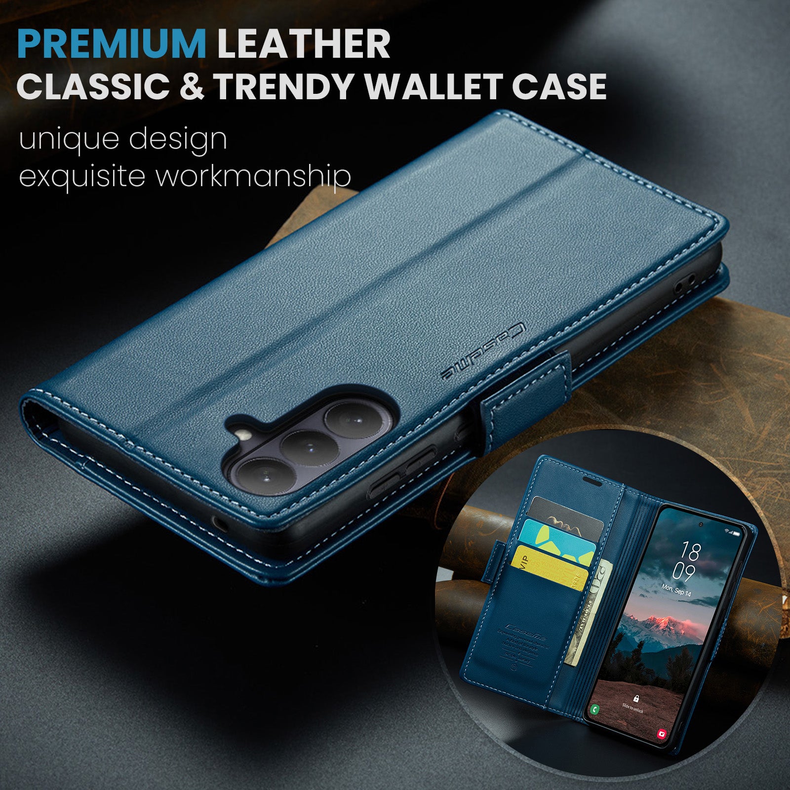 Samsung Galaxy S26 Plus CaseMe Retro Wallet Case [Navy]