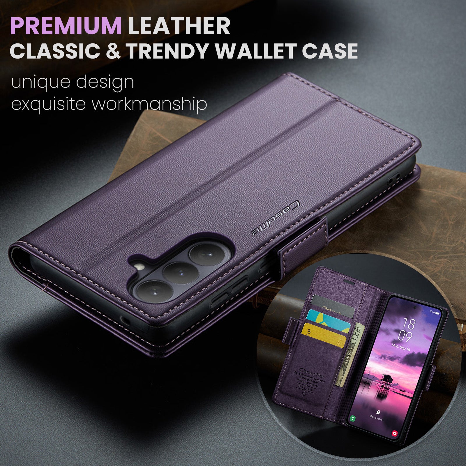 Samsung Galaxy S26 CaseMe Retro Wallet Case [Purple]