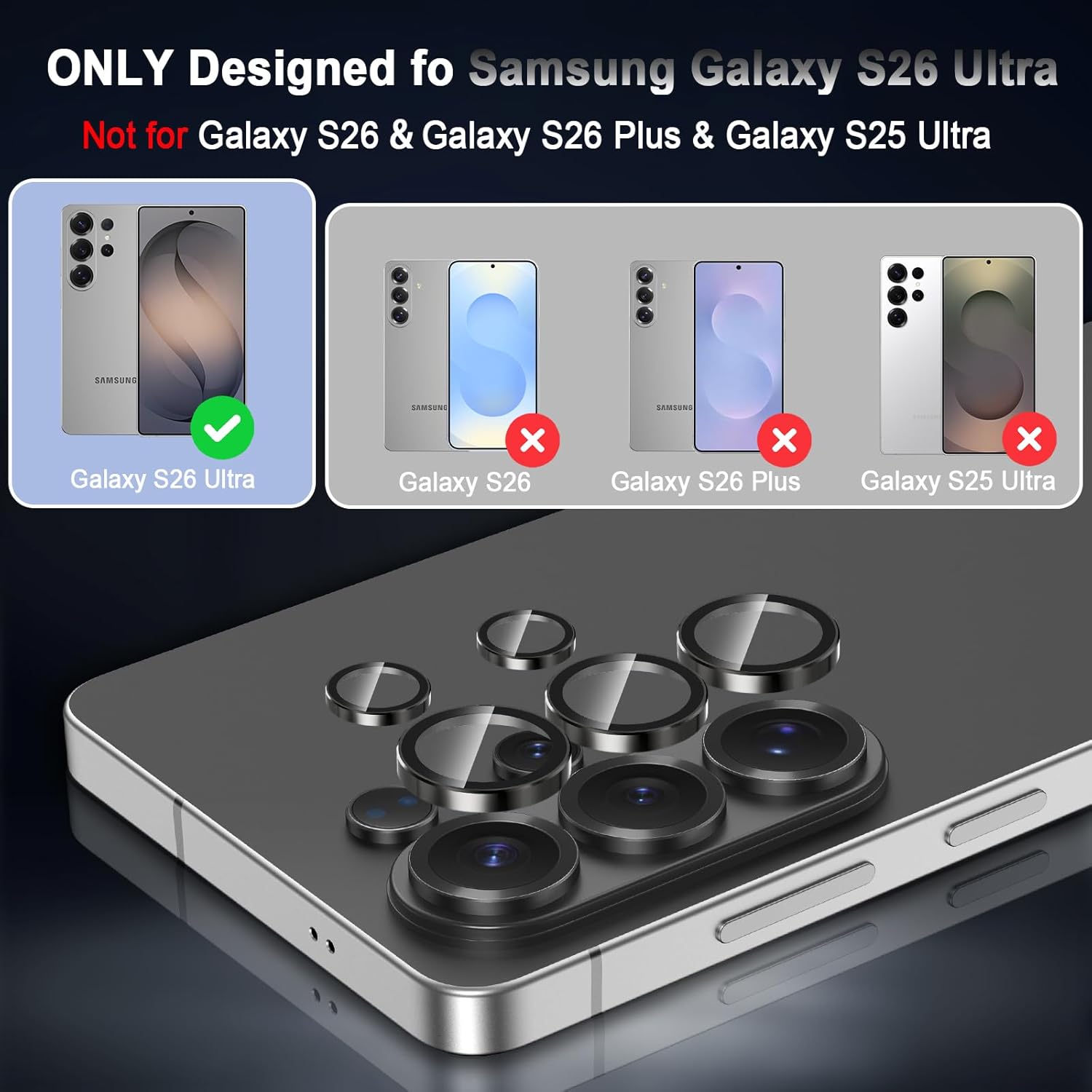 Samsung S26 Ultra Eagle Eye AR+AF Camera Lens Protector with Removal Tool [Silver]