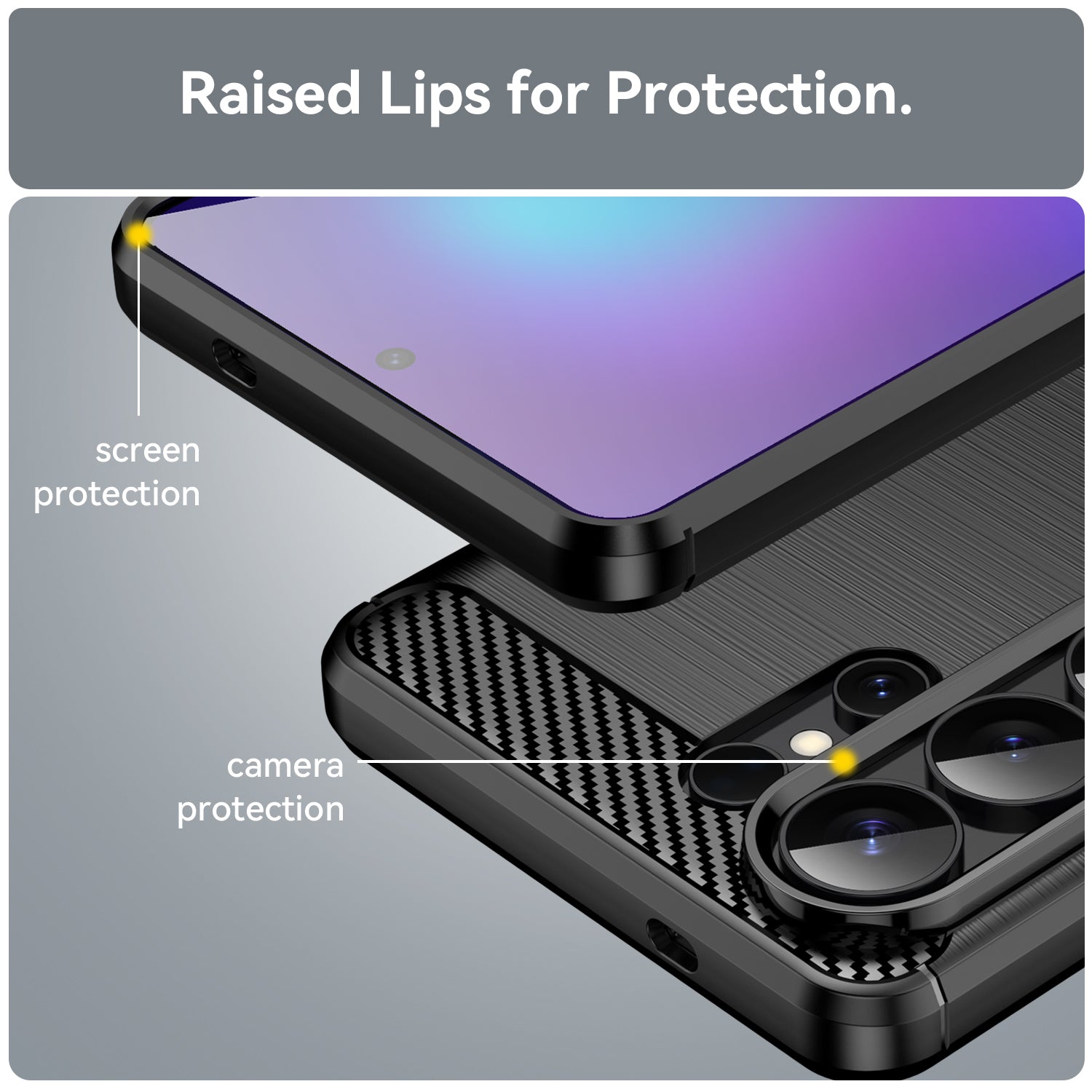 Samsung S26 Ultra Carbon Fibre TPU Case Slim Shockproof Cover Black