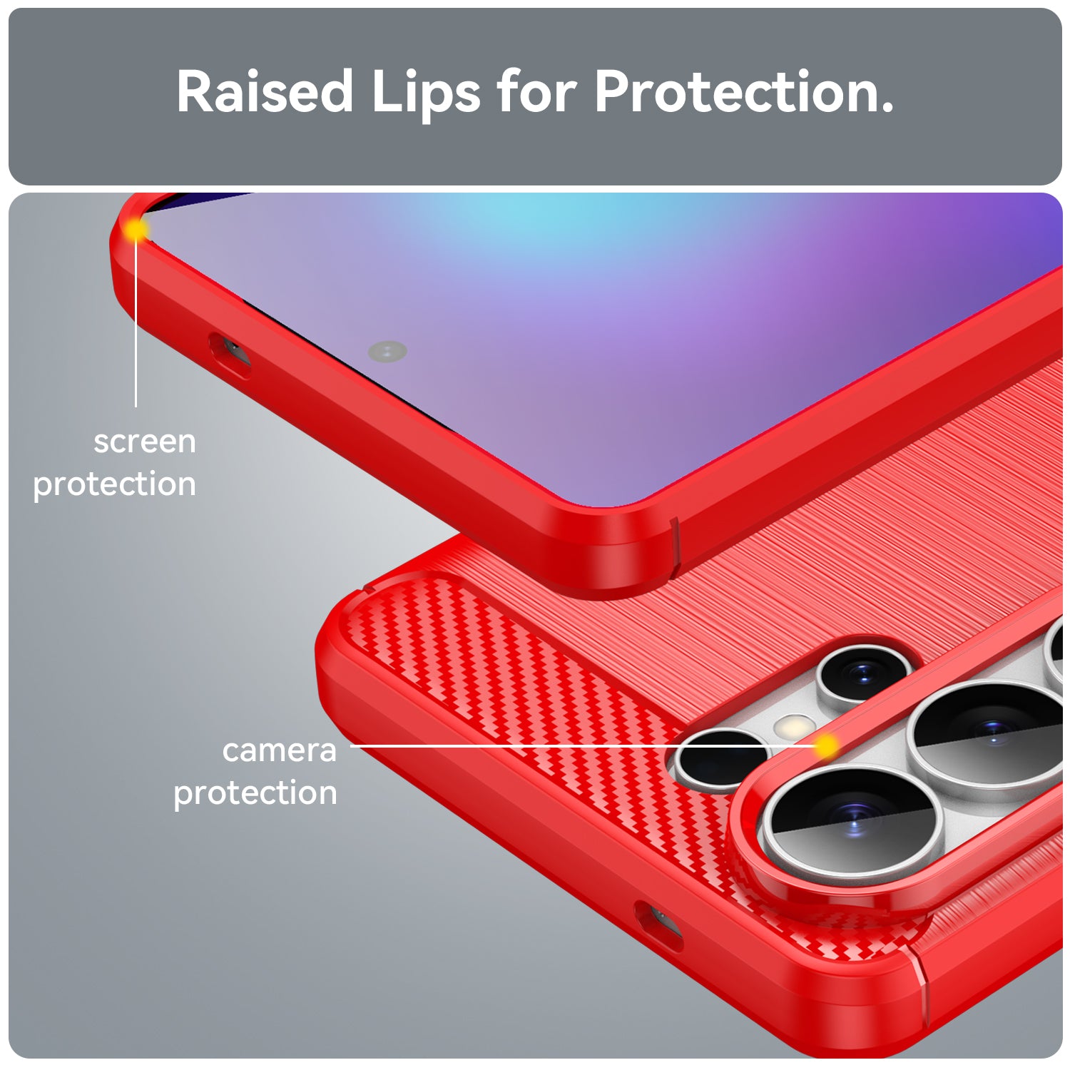 Samsung S26 Ultra Carbon Fibre TPU Case Slim Shockproof Cover Red