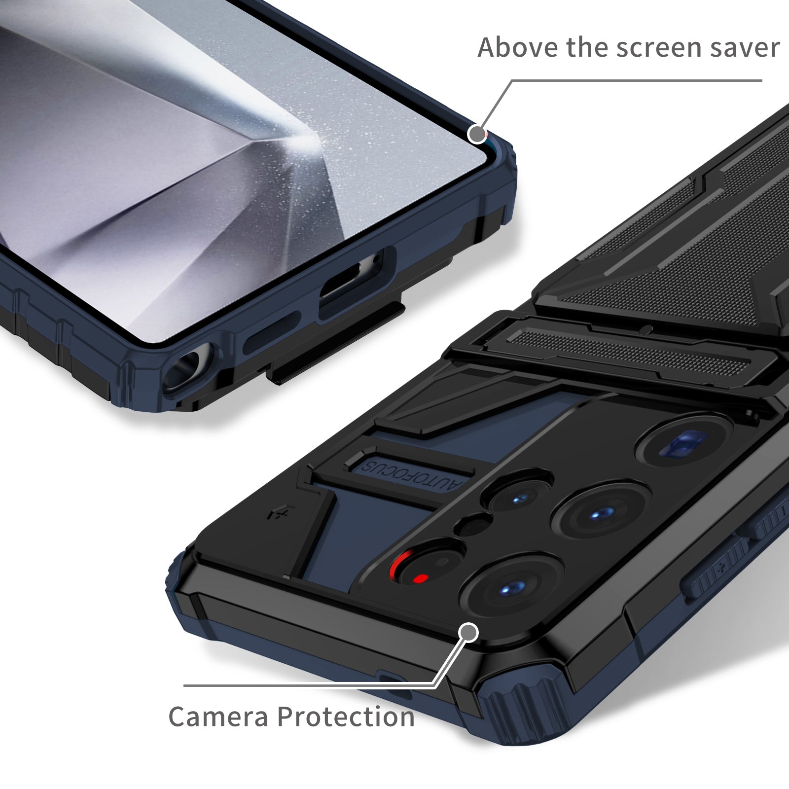 Samsung Galaxy S26 Ultra Rugged Case with Card Holder & Kickstand [Navy]