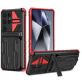 Samsung S26 Ultra Heavy Duty Kickstand Card Holder Case Shockproof Red - Red