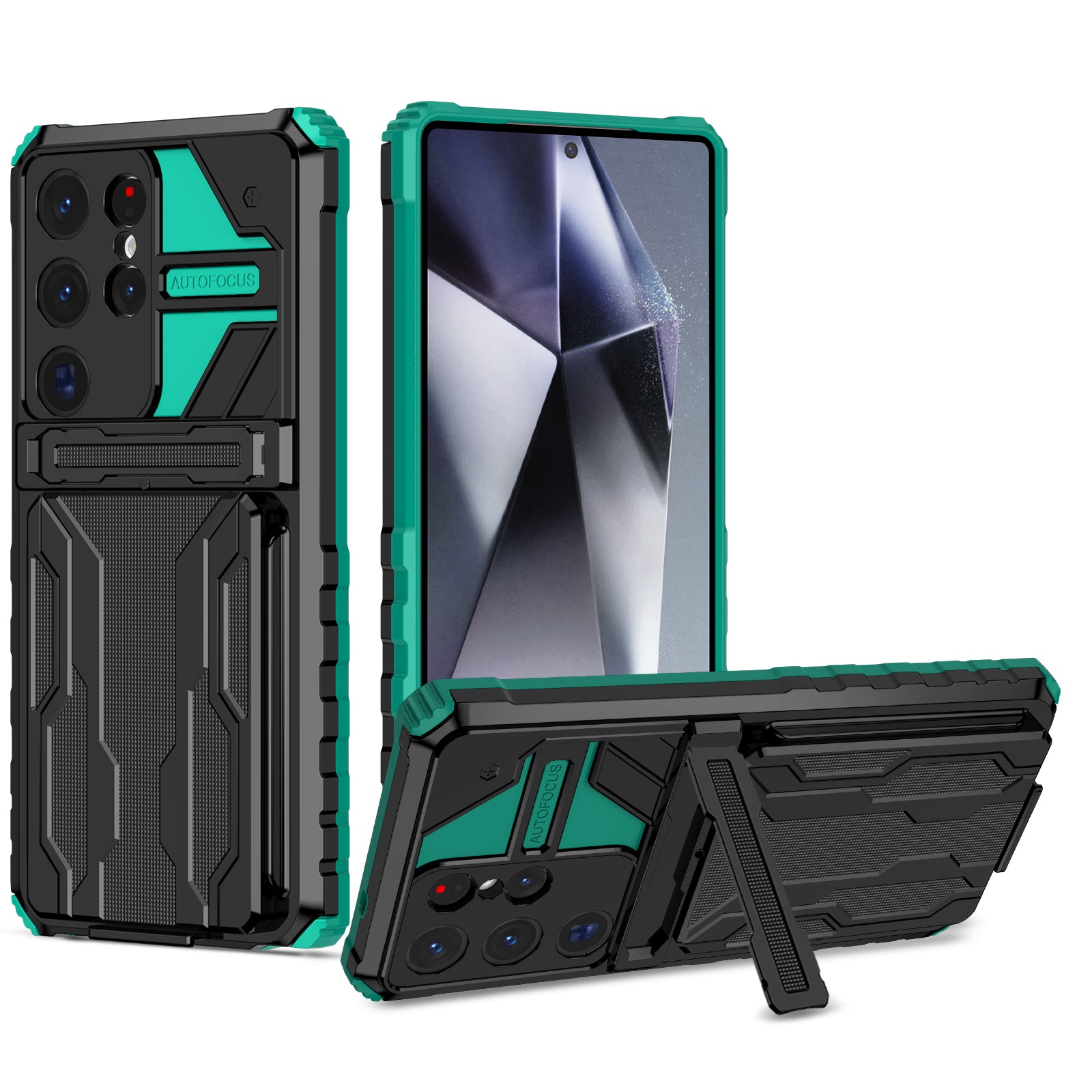 Samsung Galaxy S26 Ultra Rugged Case with Card Holder & Kickstand [Teal]