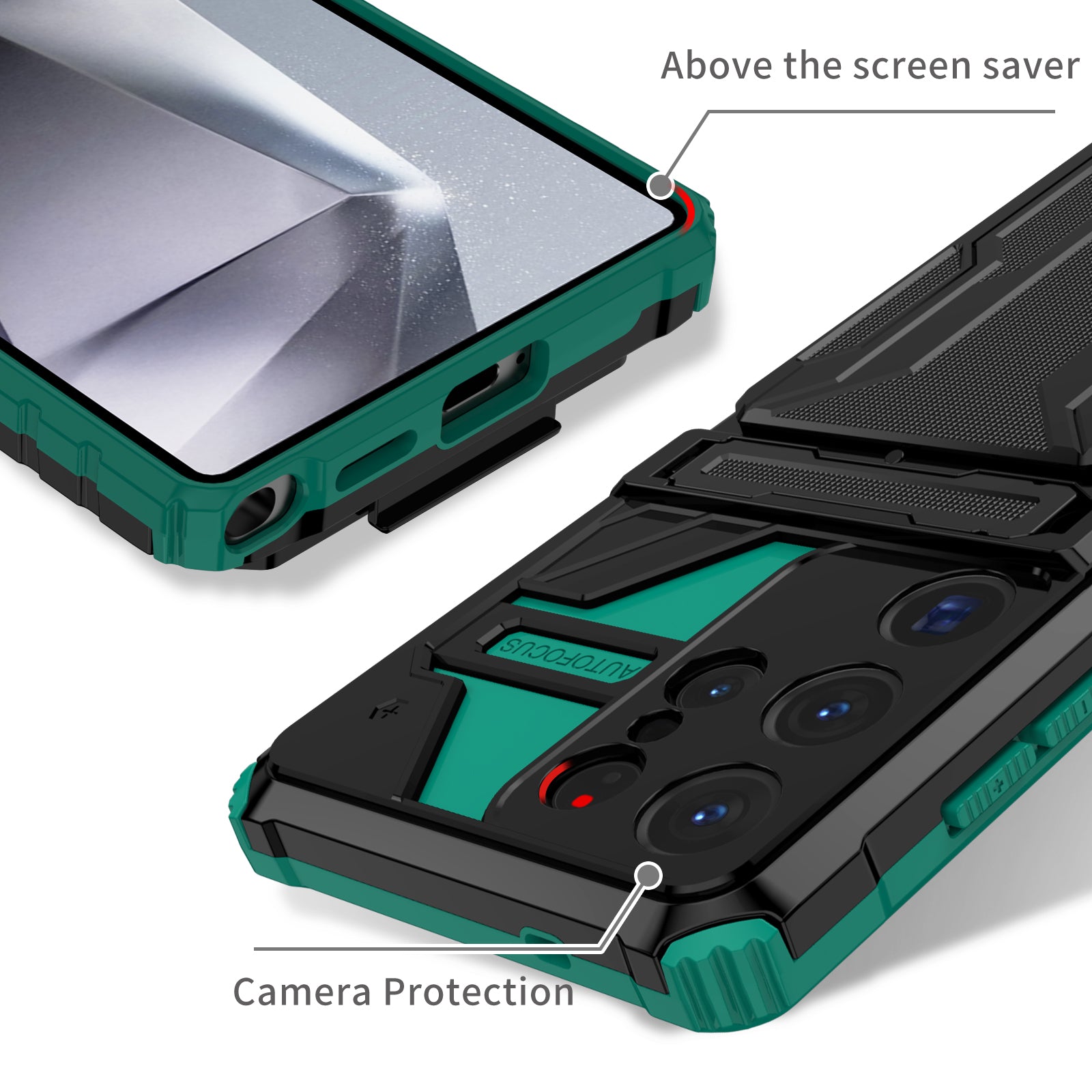 Samsung Galaxy S26 Ultra Rugged Case with Card Holder & Kickstand [Teal]