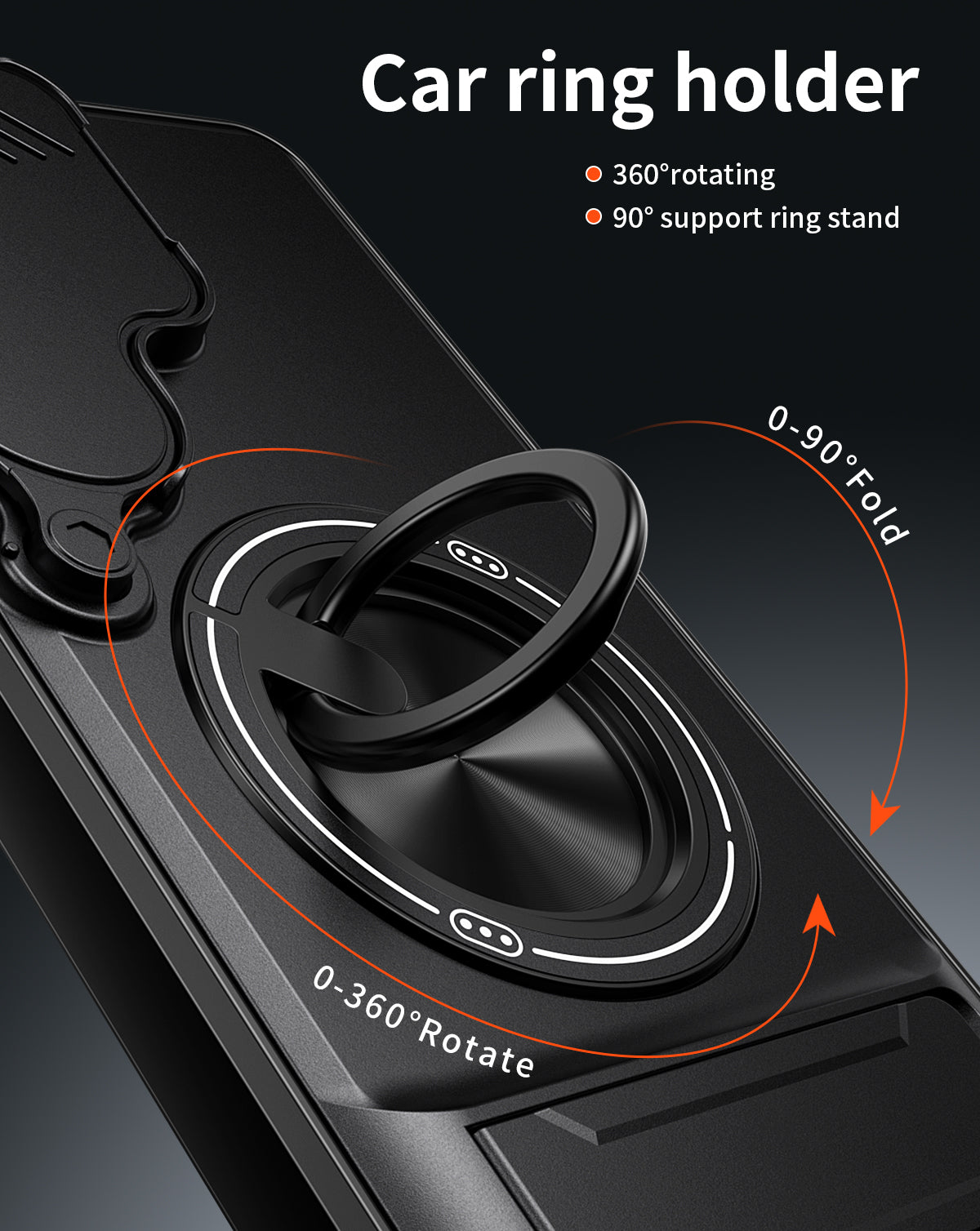 Samsung S26 Ultra Magnetic Ring Stand Case with Camera Slide Cover [Black]